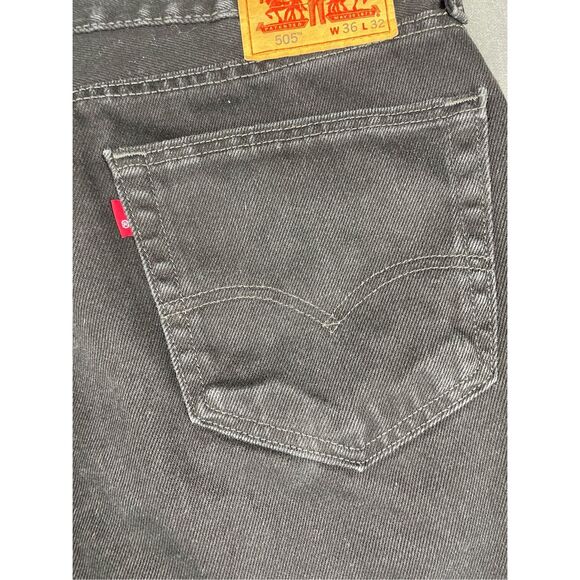 Levis 505 Jeans Men 36x32 Black Straight Leg Denim Classic Fit‎ Casual Everyday - Picture 9 of 11
